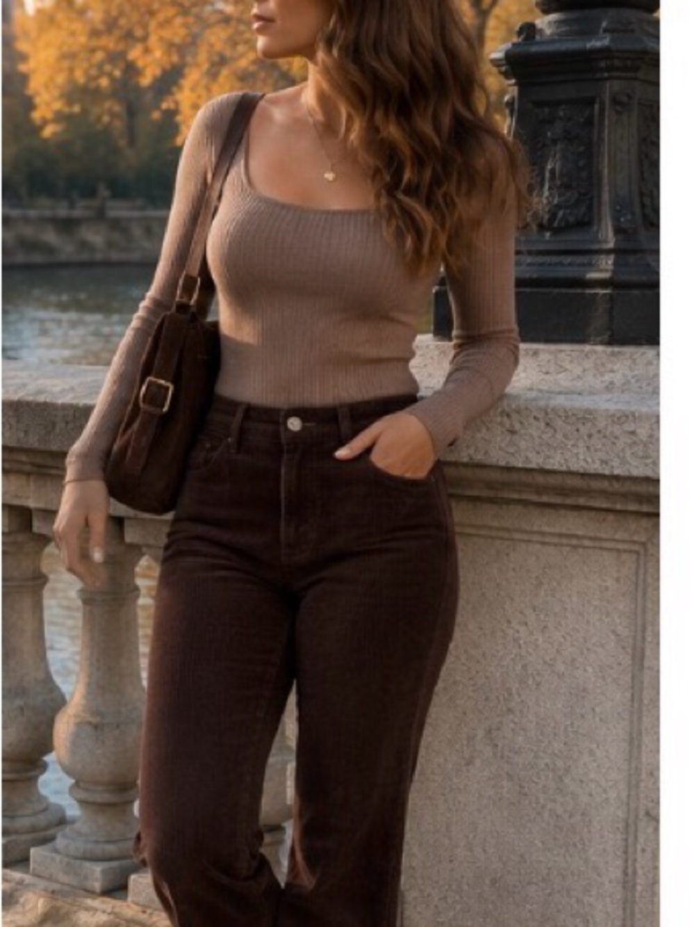 LOFT Brown Corduroy Bootcut Pants Size 8 Stretch Mid Rise Fall Classic - Picture 1 of 6